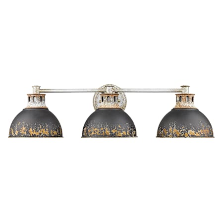Golden Lighting Kinsley 3 Light 29" Wide Bathroom Vanity Light with Antique Black Iron Shades Aged Galvanized Steel